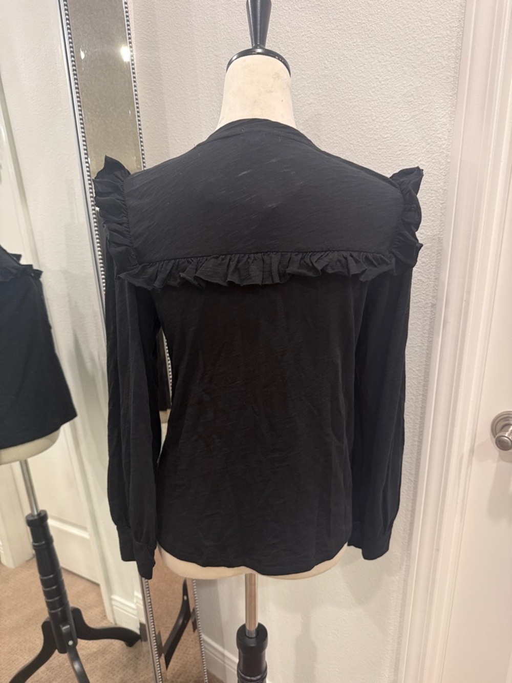 Goldie Black Ruffle Button-Front Blouse - Picture 3 of 6